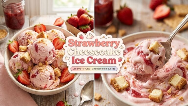 The Creamiest Homemade Strawberry Cheesecake Ice Cream