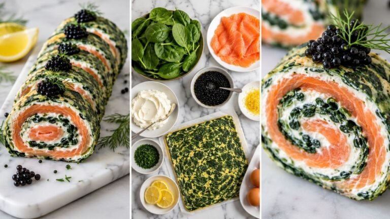 Spinach Salmon Roulade with Caviar (Elegant & Easy)