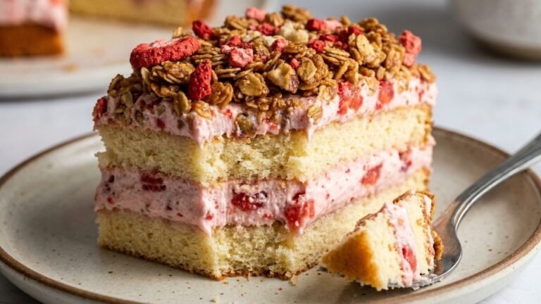 Strawberry Cream Crunch Cake (Easy & Stunning)