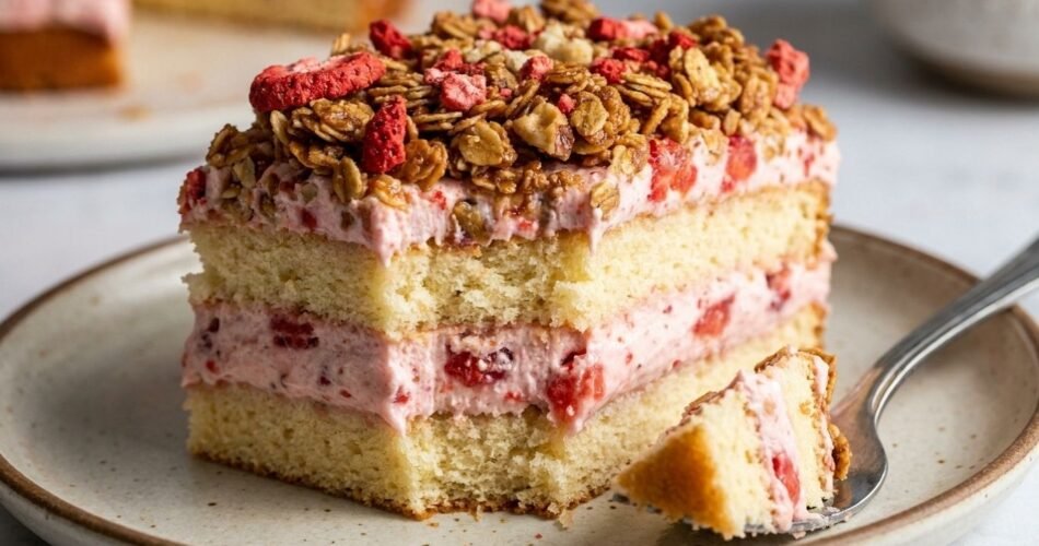 Strawberry Cream Crunch Cake